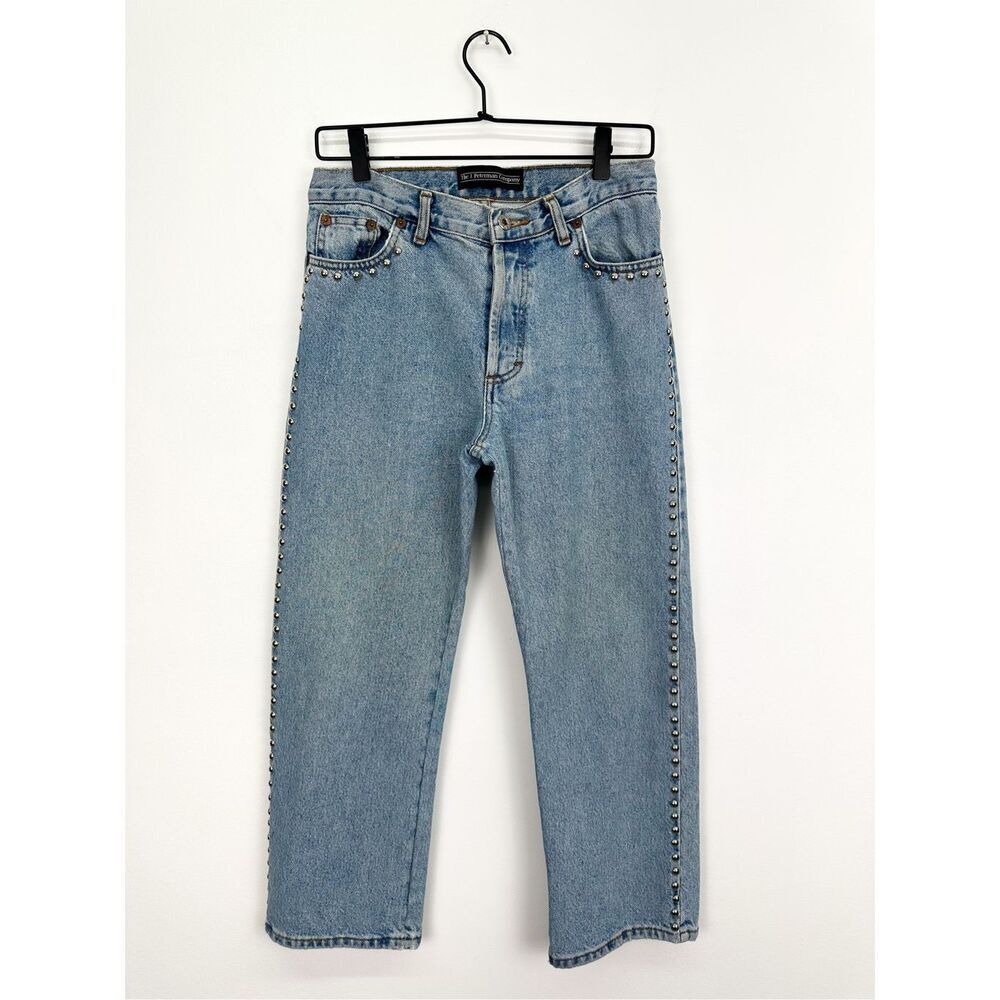 A.B.S. J. Peterman Women’s Studded Tuxedo Cropped Vintage Medium Wash Tapered Je